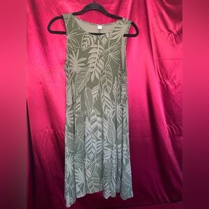 Old Navy Olive Green Leaf Print Dress